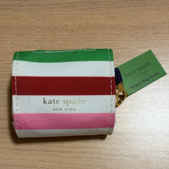 Kate Spade Striped Doggie Bag Holder with Gold Clip - Picture 1 of 6